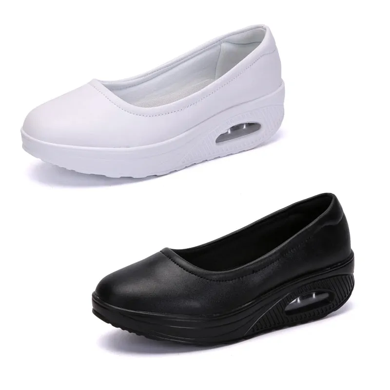 Women's White Concise Style Solid Slip-On Round Toe Casual Shoes