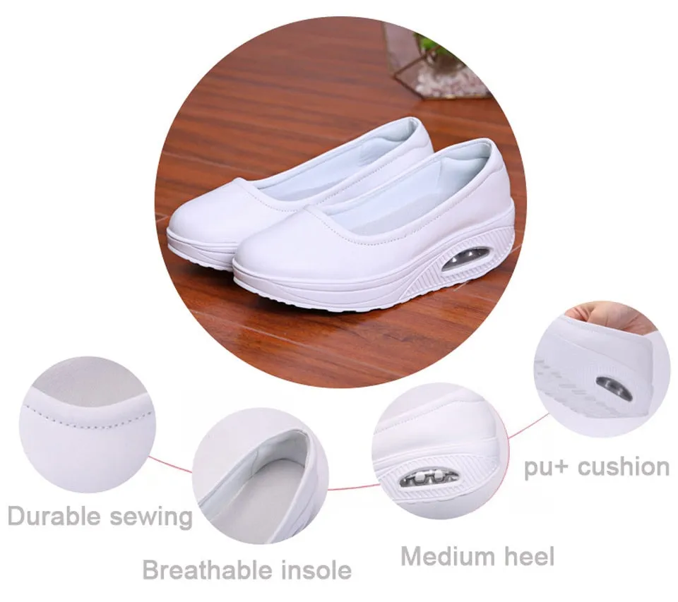 Women's White Concise Style Solid Slip-On Round Toe Casual Shoes