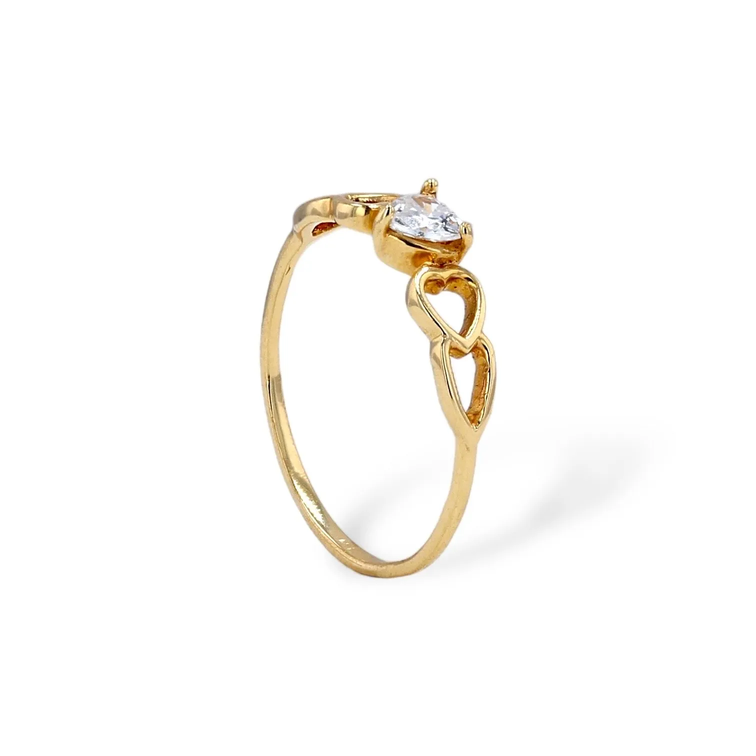 Yellow gold 18k hearts ring