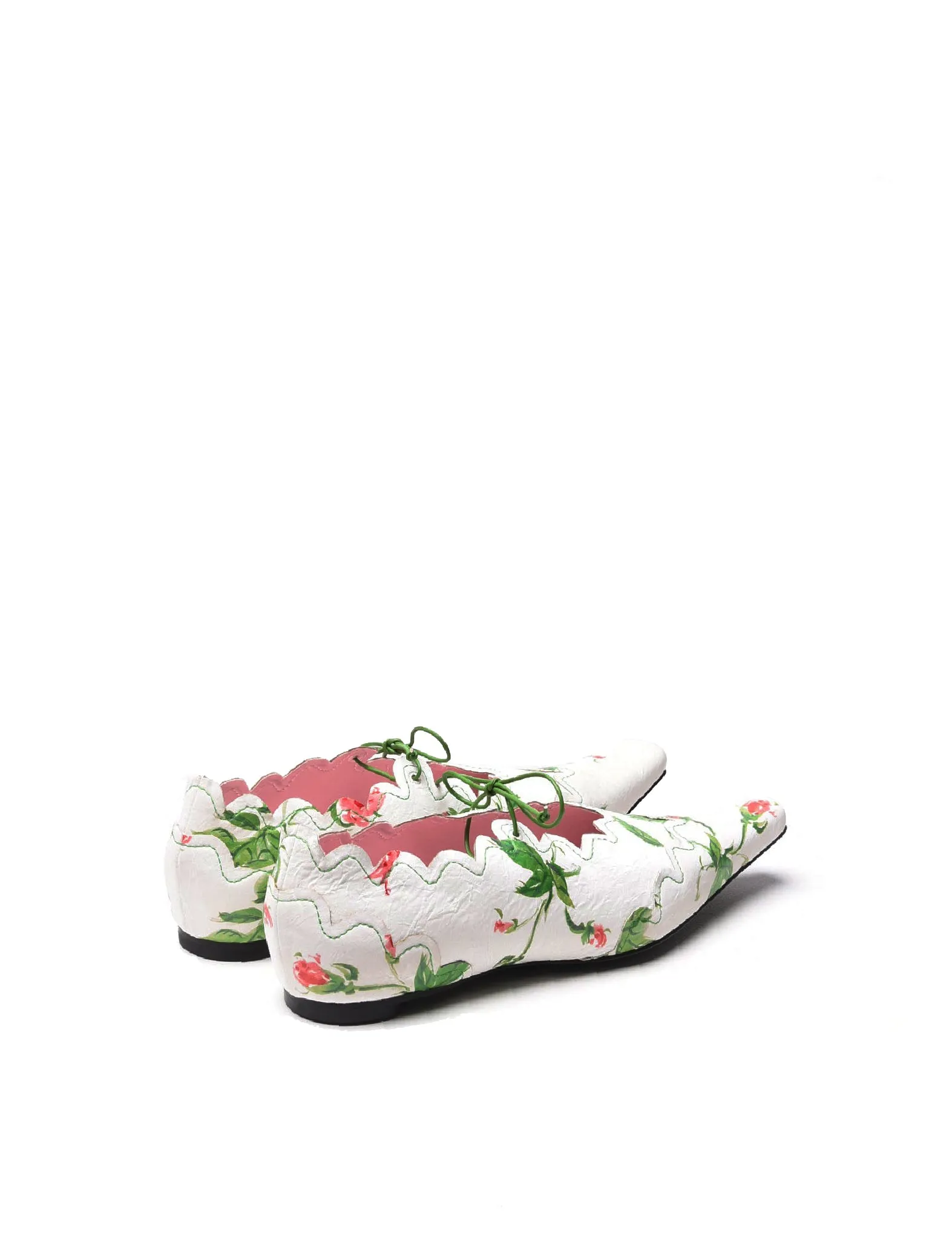 Yuhan Wang Rose Prints Scalloped Edge Flats